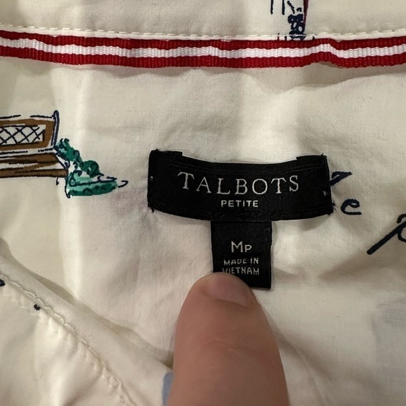 Talbots Classic Cotton Shirt Size MP Novelty Scenic France Button Down - Picture 5 of 8